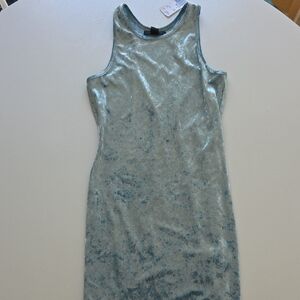 Elegant Velvet Sleeveless Dress - Blue